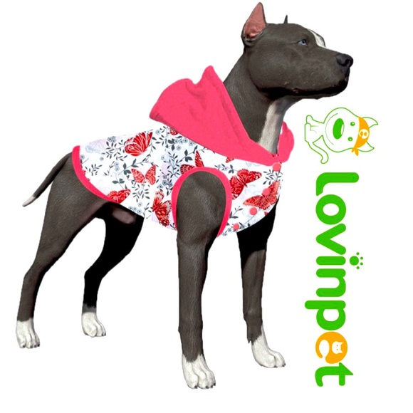 LOVINPET Soft Flannel Dog Hoodie In Butterfly Jungle White Size XL - Picture 1 of 11